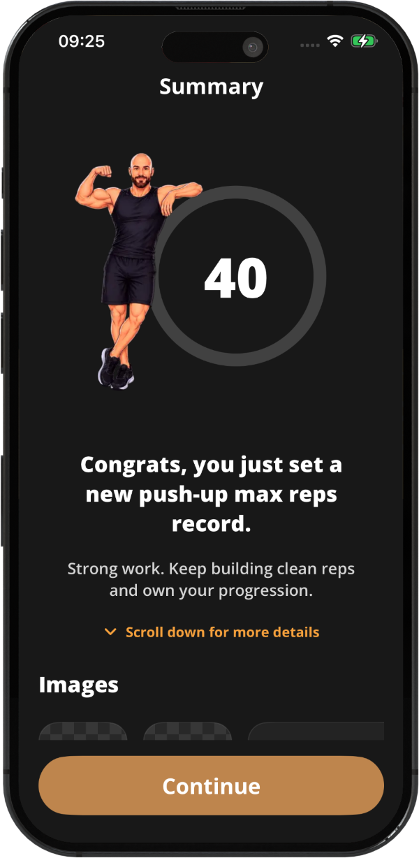 New max-reps screen