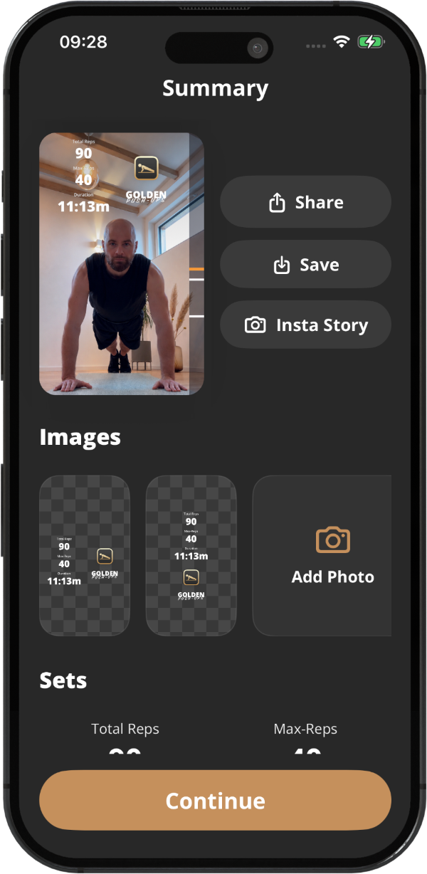 Post-workout summary screen
